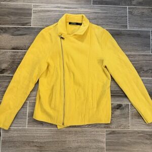 Lauren Ralph Lauren Jacket Womens 1X Yellow Moto Cafe Racer Biker Sweater